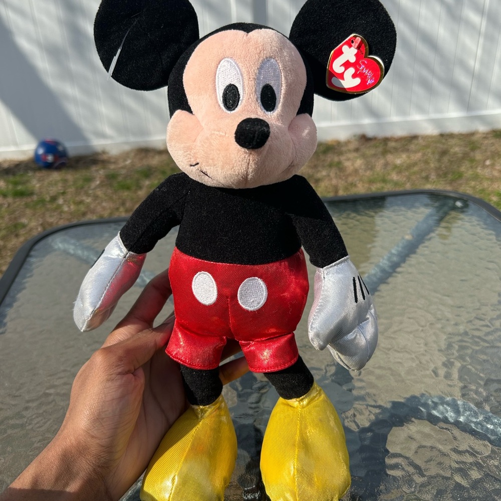 Used TY sparkle Disney Mickey Mouse 13” Sparkle Disney Plush Collectable